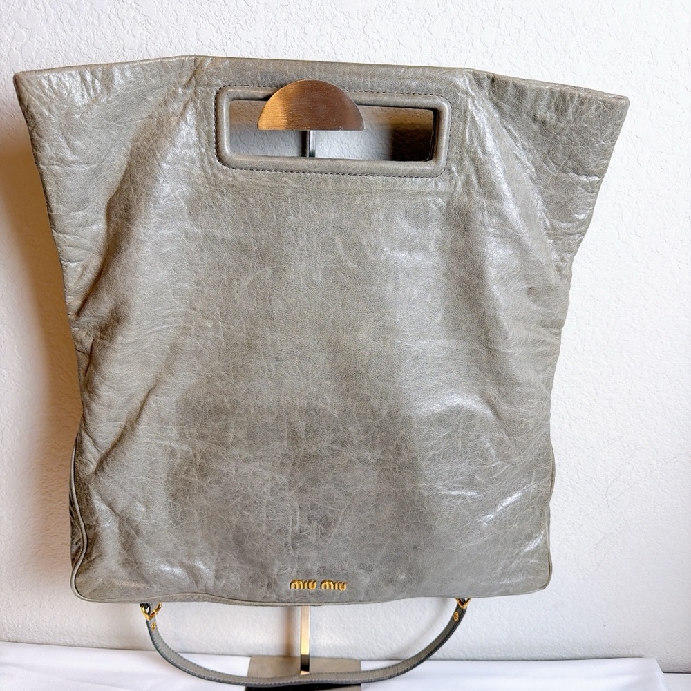 Miu Miu Metallic Gray Tote Bag